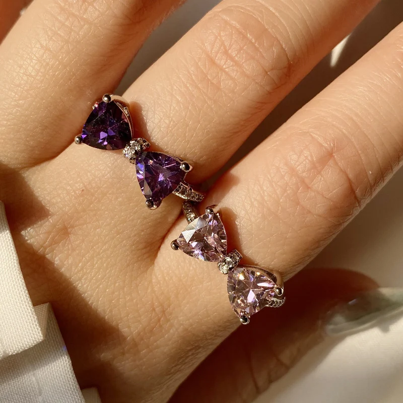 JZ10504 Wholesale  Korean women rings simple and cute bowknot  open ring 14K palladium Plated women jewelry