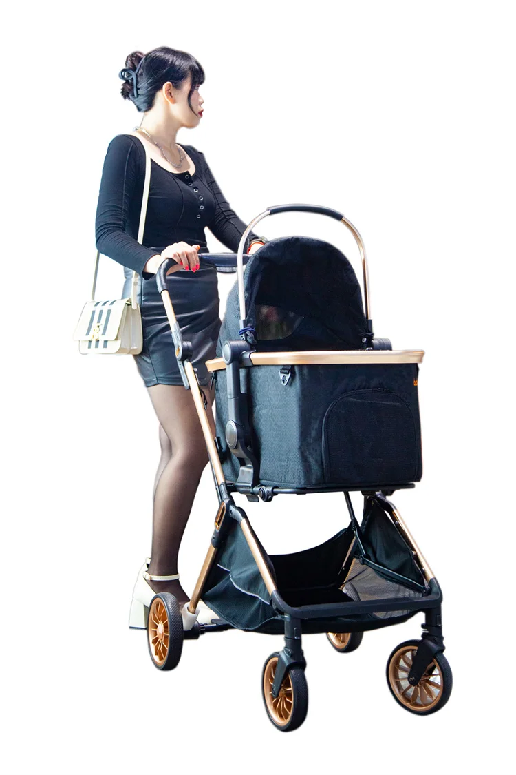 Luxury X9 Fashionable Large Storage Foldable Multifunctional Dog Pram Pet Stroller For Export