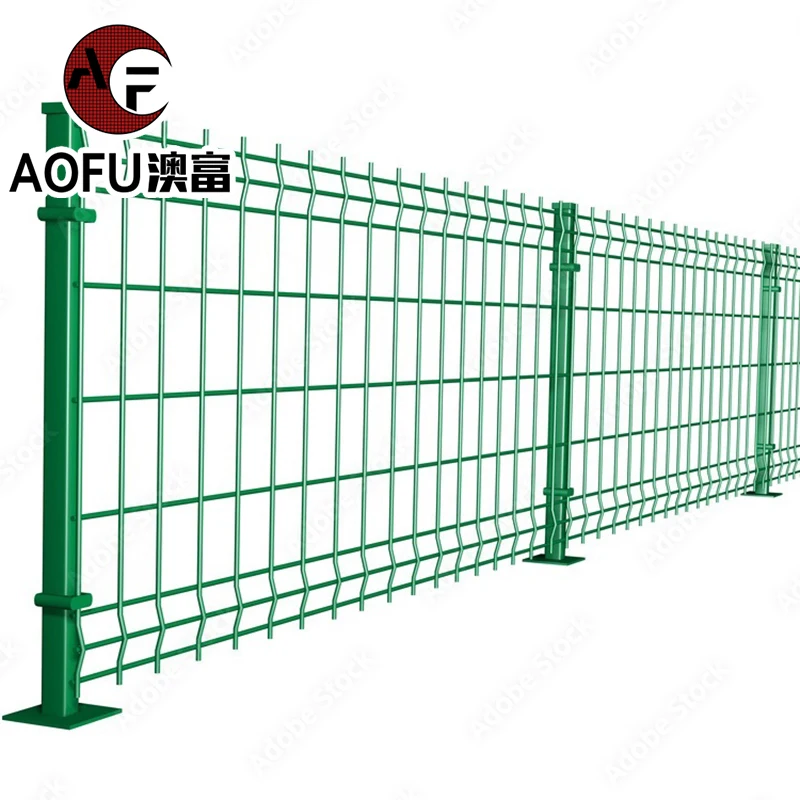 Good price galvanized 3d curved steel grills fence design 3d triangle steel fencing posts 3d v bend wire mesh fence panel
