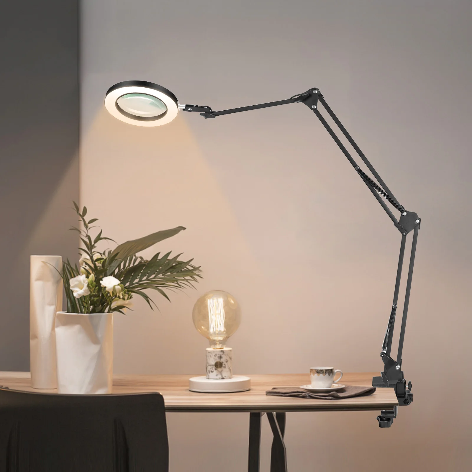 5X Magnifying Glass with 80Pcs LED Lights Soldering Third Hand Reading/Beauty/Close Work Magnifier Desk Lamp Lighting Tool