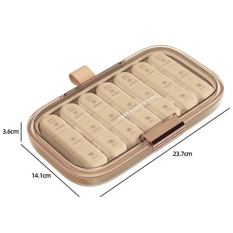 Large Capacity Strip Medicine box portable 7 Day Pill Containers Food grade PP pill box organizer Customized Logo