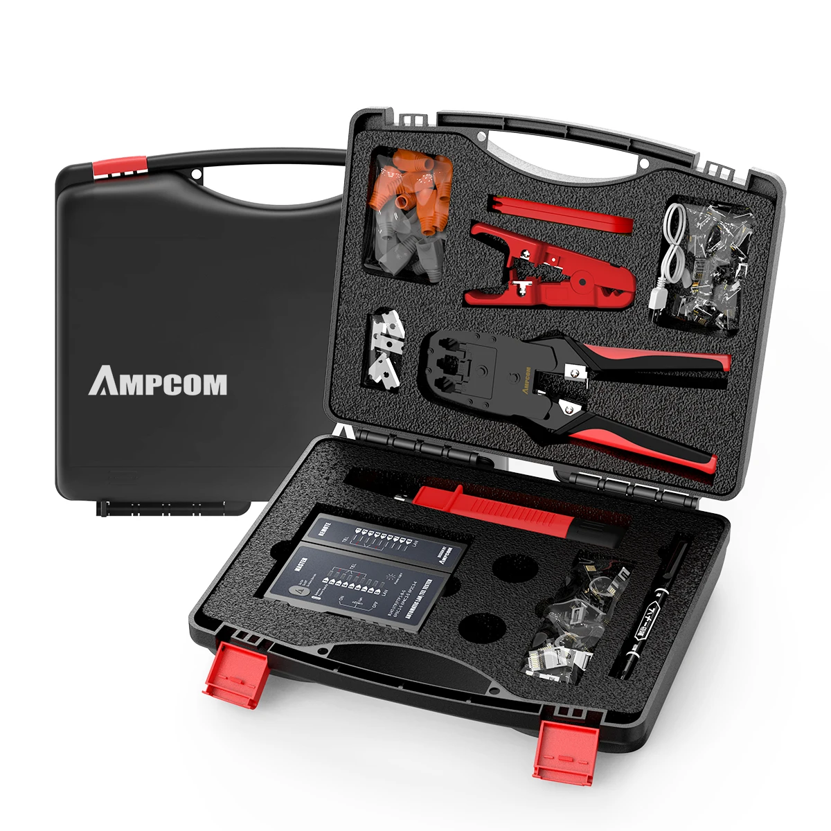 AMPCOM Cable Crimper Plier Tool crimping splice tool 12 kits in 1 box for Network Engineer Wiring Project