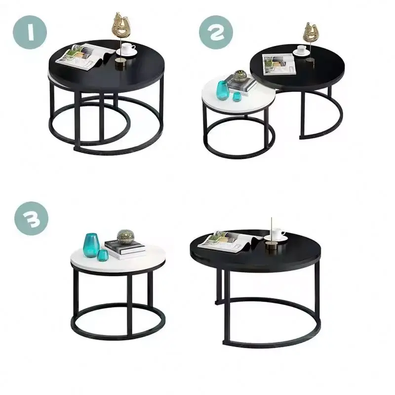 Nordic French style luxury coffee table living room furniture living room small table set round modern living room table
