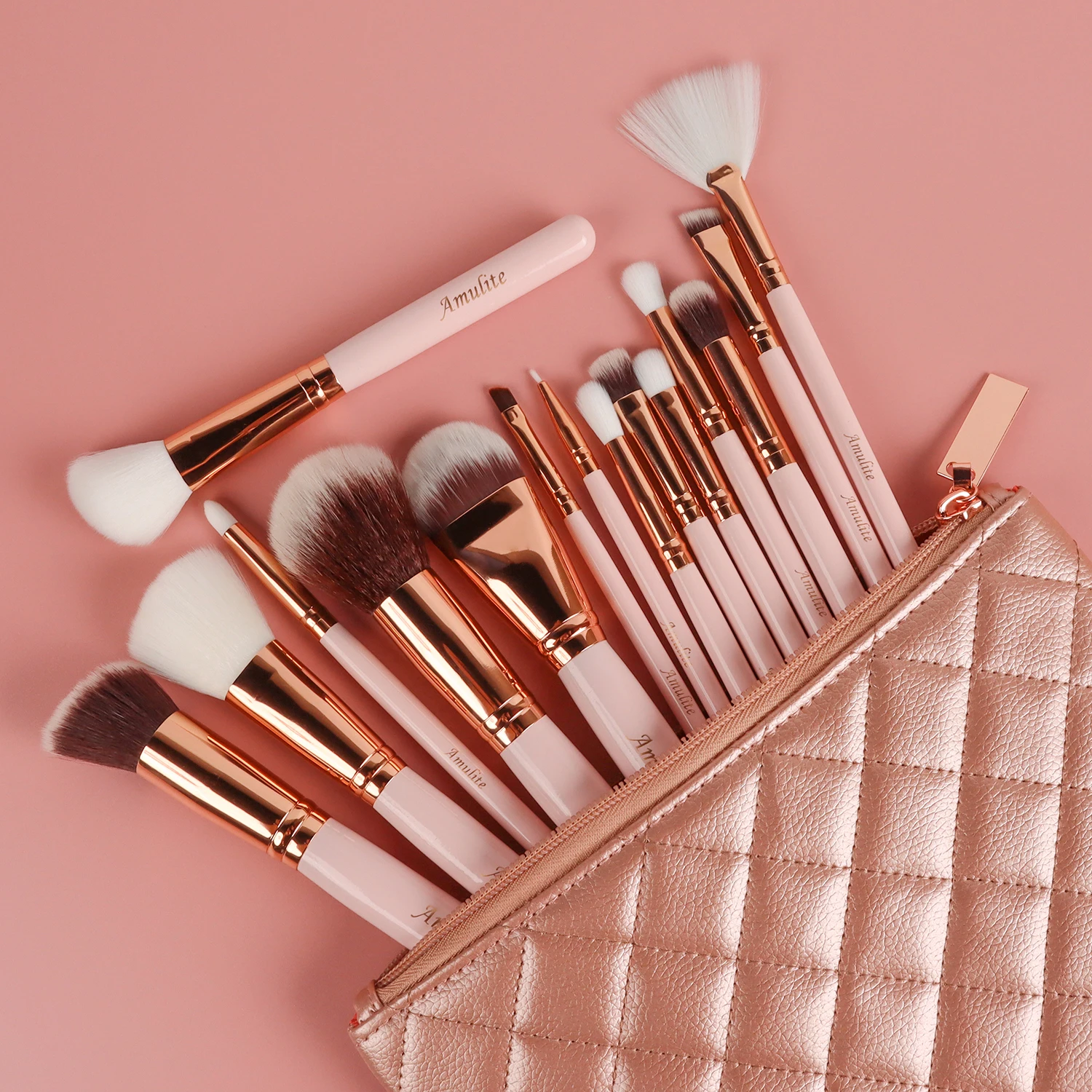 GOOD quality Professional Factory NEW ARRIVAL Custom Logo 2021 Pink makeup brush set custom