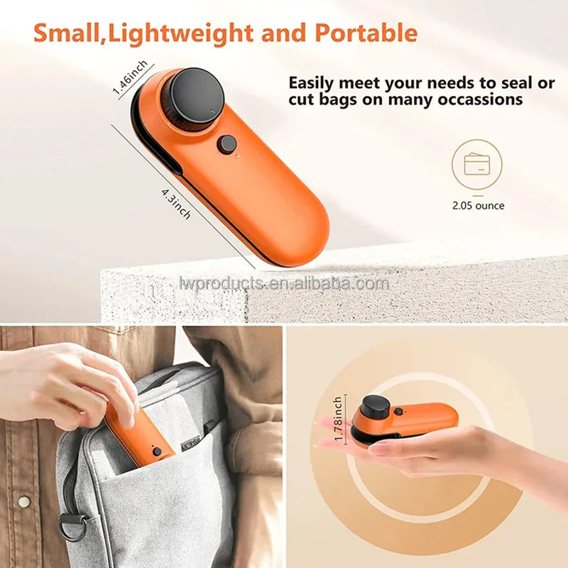 2 in 1 Mini Portable USB Rechargeable Manual Packaging Snack Bags Potato Chip Heat Sealing Machine Food Bag Sealer With Cutter
