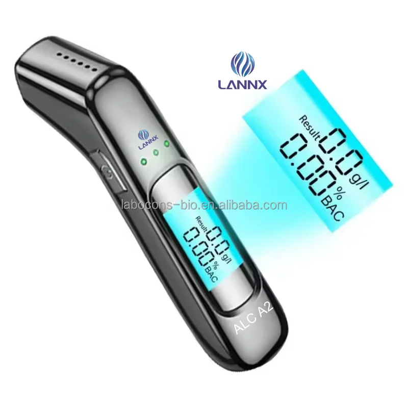 LANNX ALC A2 Professional Breathalyzer Alcohol Tester Accurate LCD Screen 3 Color Indicator Portable Alcohol Analyzer Detector