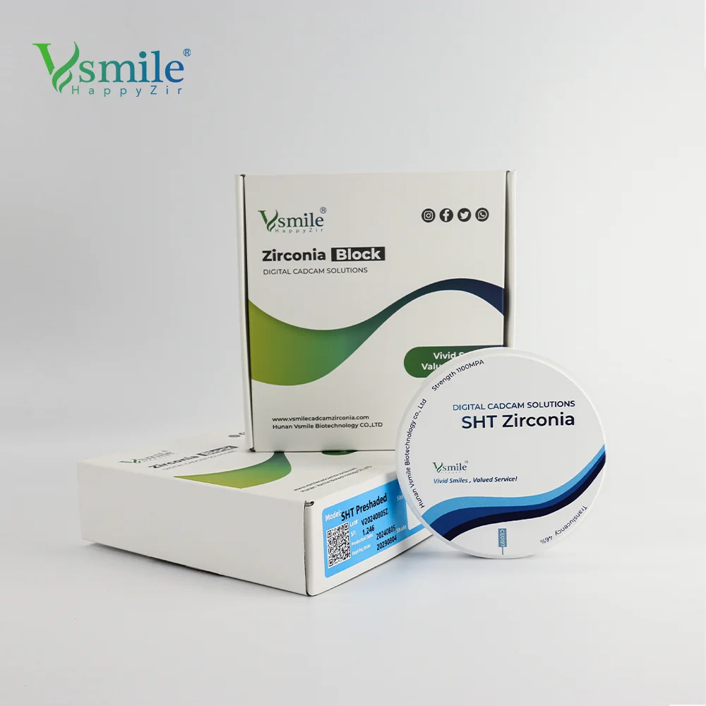 98mm Dental Zirconia Ceramics With 1350Mpa High Strength HT White Zirconium Block Dental Lab CADCAM Coping Inner Crown Materials