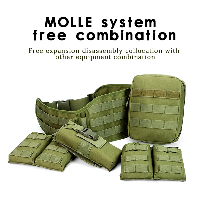 Outdoor Tactical Waist Set Wear resistant detachable Hunting Belt MOLLE Camouflage Oxford Cloth Waterproof CS training Belt