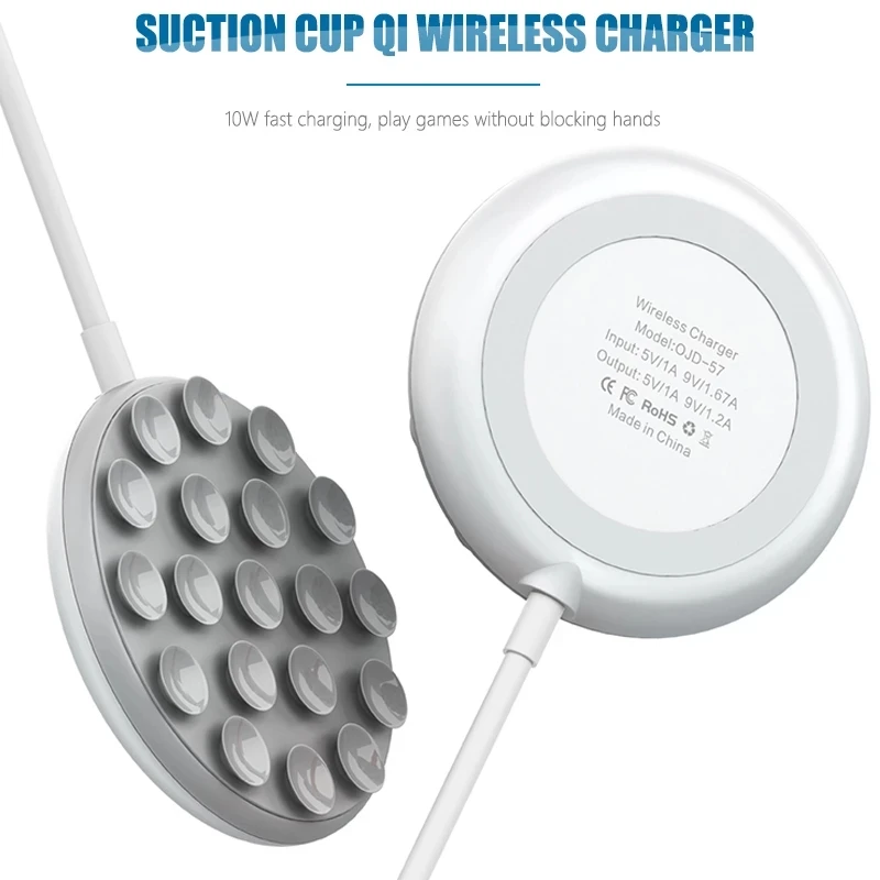 
10W Fast Qi Suction Cup Wireless Chargting For Samsung iPhone 12 Play Game Automatic Induction Wireless Charger 