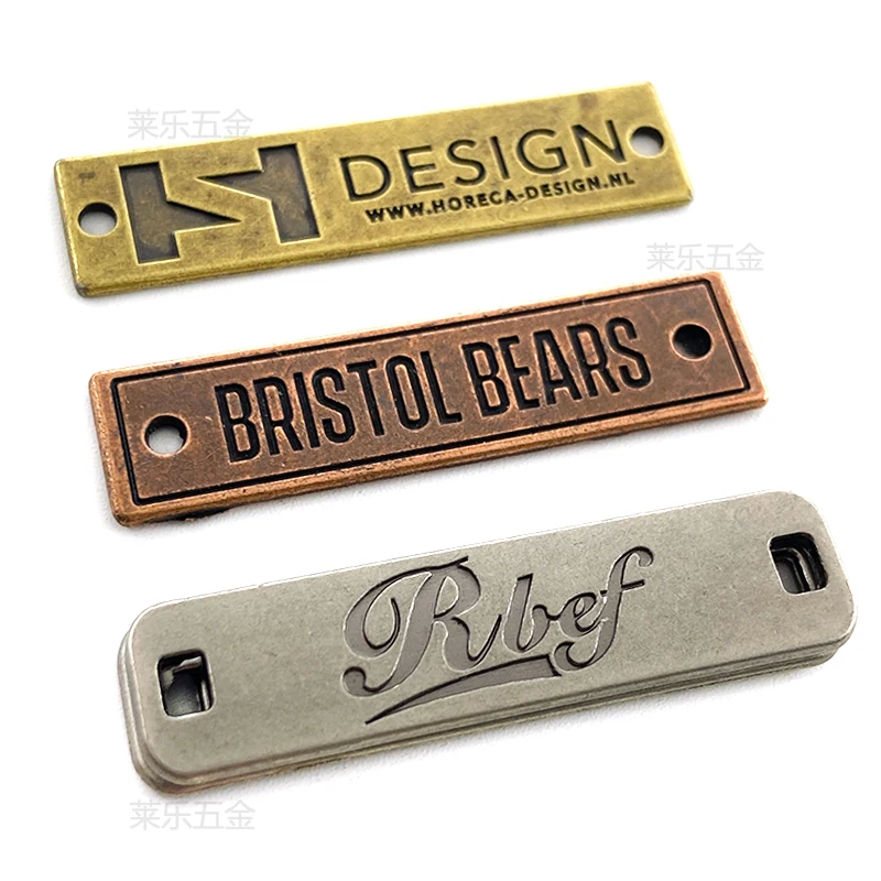 Custom Logo  tags electroplate  Swimsuit Custom Metal Logo Plate wallet Customizable Bikini Metal Logo Tag for Swimwear