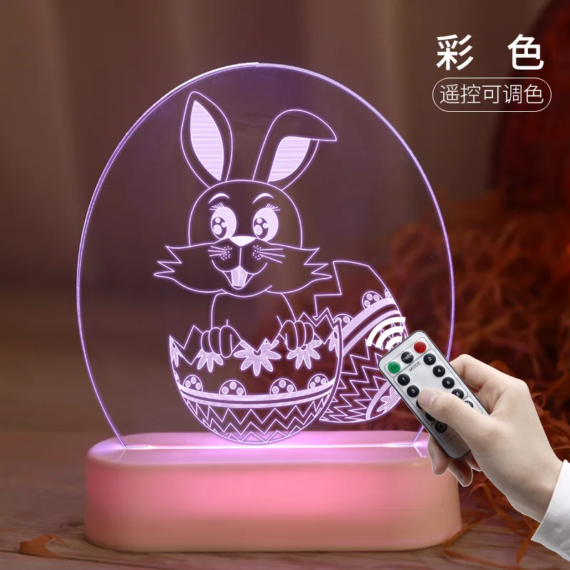 Easter USB Home Decoration Easter Bunny Eggs Decorations 3D  Acrylic Led Night Light