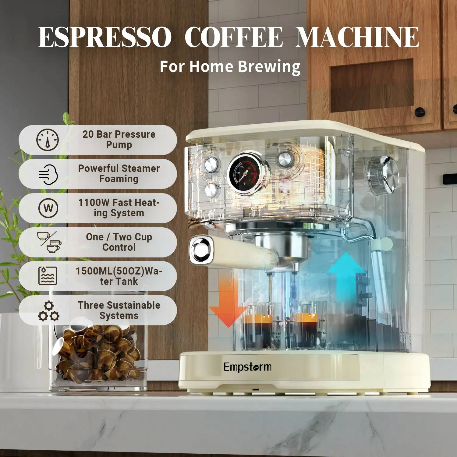 Empstorm 04E commercial white espresso manual multifunction espresso cappuccino manual coffee machine for nespresso capsule