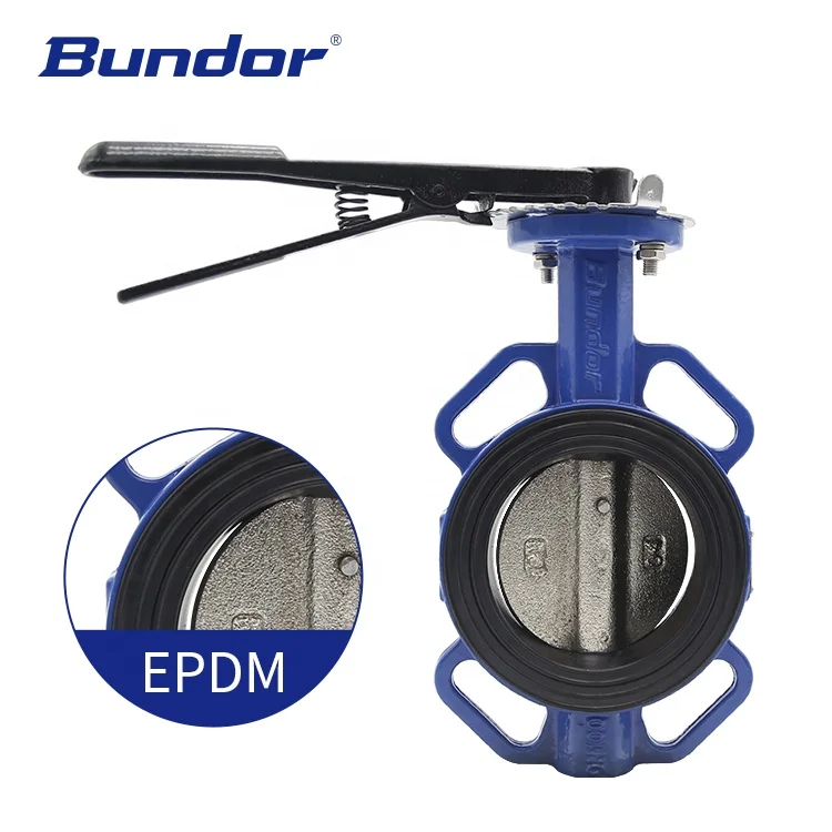 Bundor 2 4 6 8 inch PN10 16 two way handle wafer butterfly valve