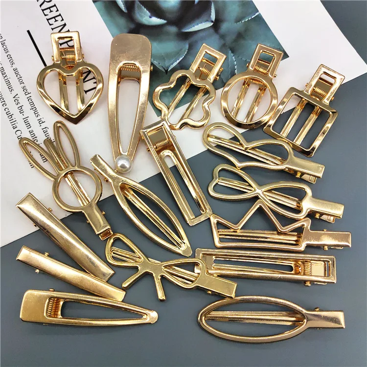 Fashion Gold Plated Rabbit Heart Waterdrop Crown Hairgrips Women Ladies Metal Hair Clips Accessories