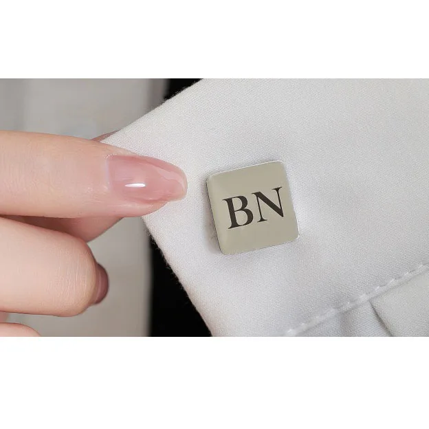 Custom DIY 16MM 20MM Cufflinks PVD 18K Gold Plated Cufflinks Engraved LOGO Stainless Steel Cufflinks