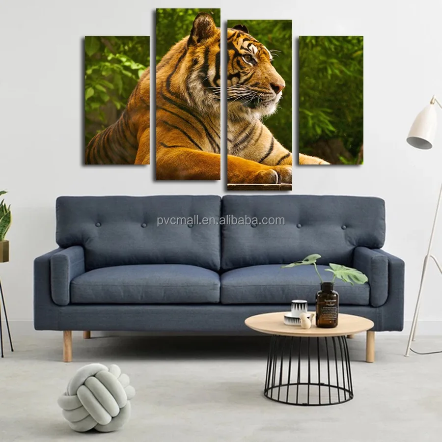 Canvas Printing Custom Flower Pop Print Vertical Wall Decor  Pictures Abstract 4 Piece Printing Decorative Painting Wall Art