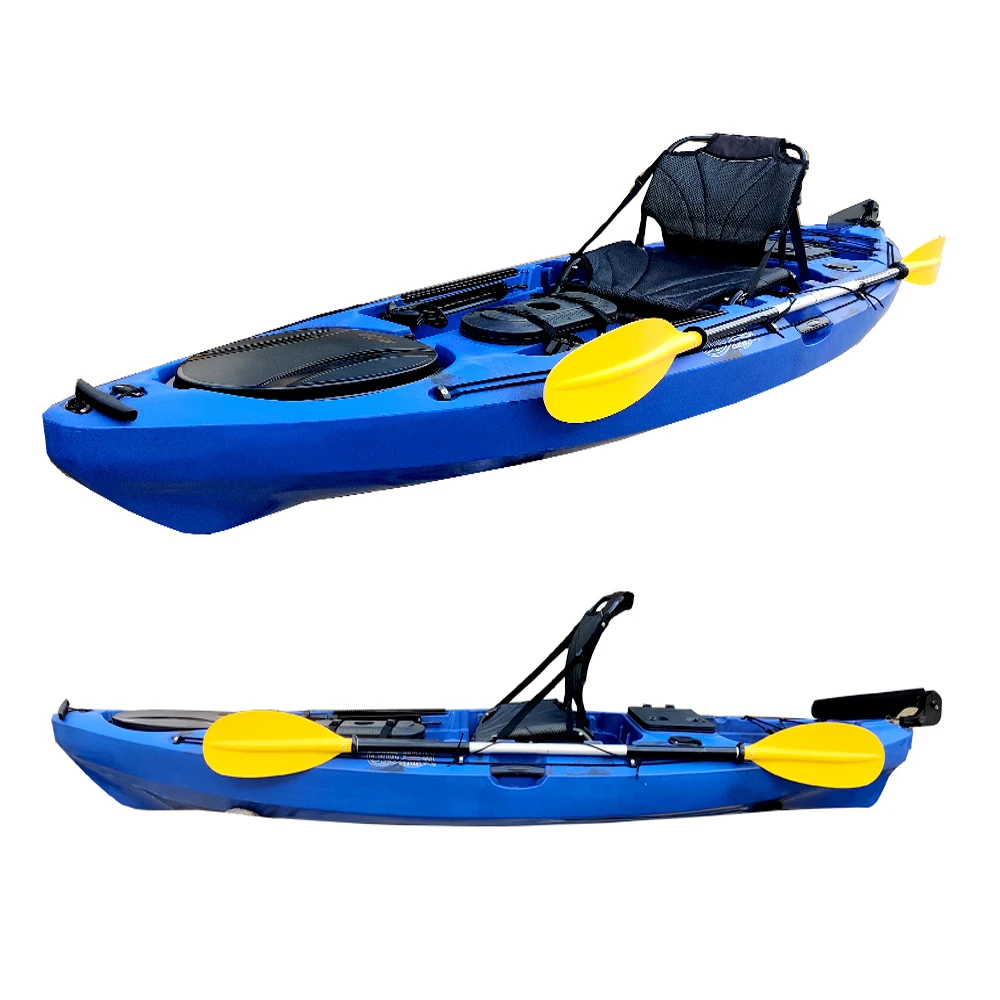 Single Fishing Kayak LDPE Plastic Canoe Fin Pedal Pro Angler Rowing Boat For 1 Adult