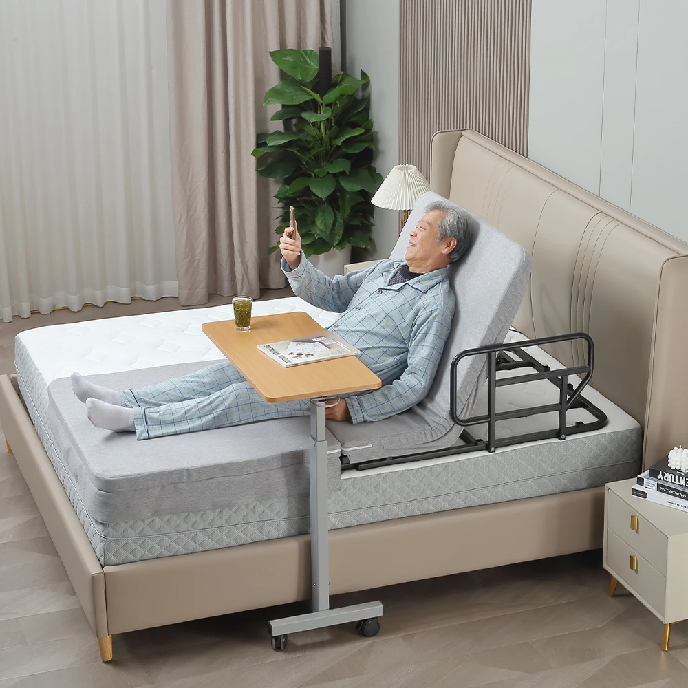 4 German Okin Motor Auxiliary Rolling Over Medical Hospital Bed with Handrails