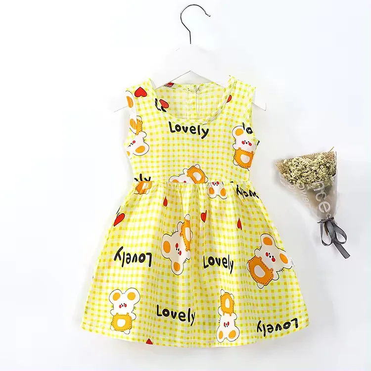 Beautiful Summer Cute Kids Clothing Dress Casual Baby Girls Print  Dress for sale