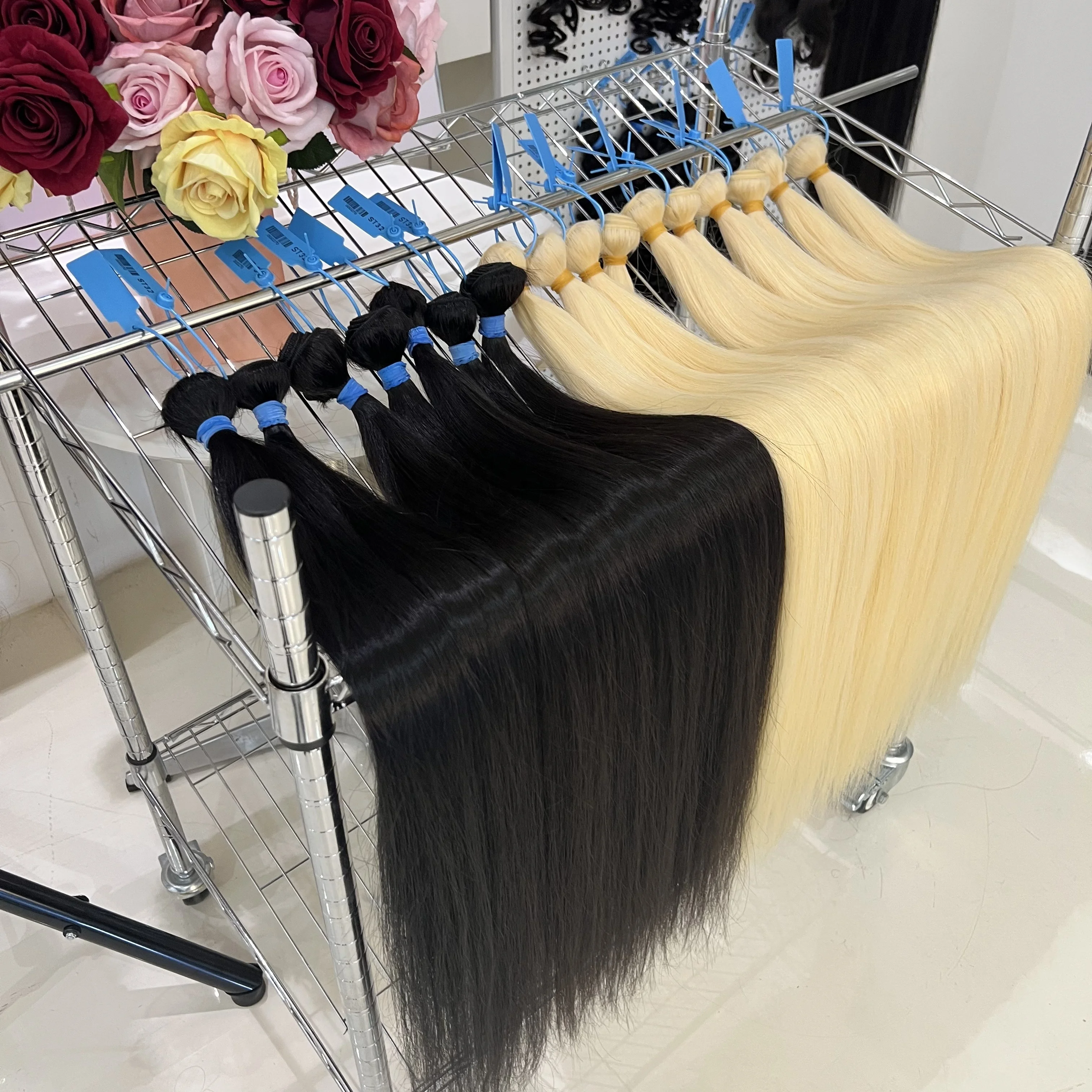 Дешевые бирманские необработанные пучки волос 12 А, супер двойные прямые человеческие волосы, KBL Необработанные пучки человеческих волос