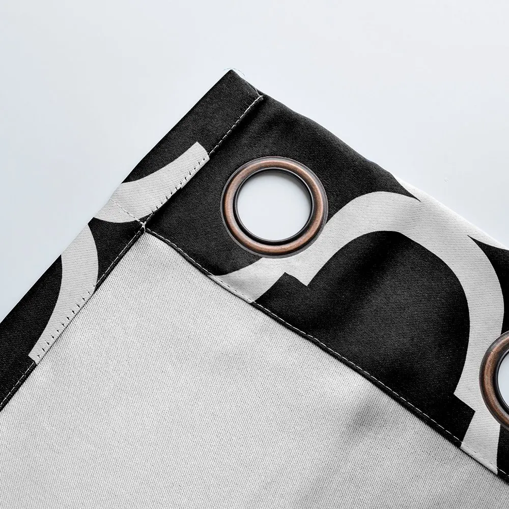 Printed Blackout Grommet Top Curtains Black red blue for bed room ready made polyester curtain