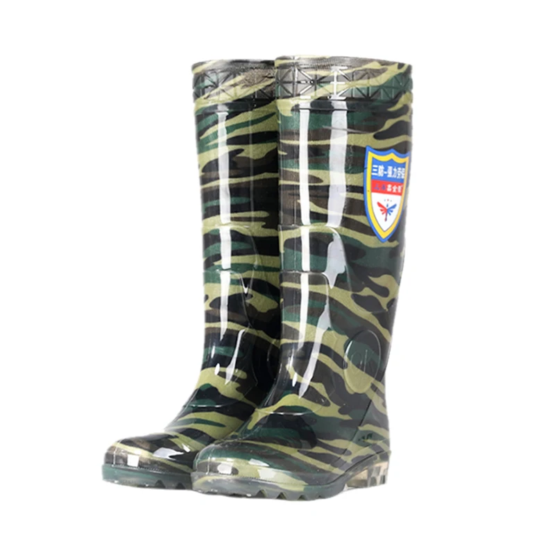 High quality anti-skid anti-wear garden fishing car washing agricultural adult rain boots PVC green camouflage rain boots