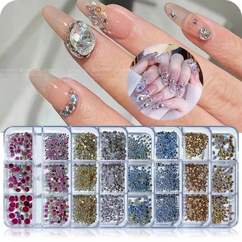 Six-grid Nail Art Rhinestones For DIY Nail Art Crystal DIY Decoration Accessories Different size For nail decoration
