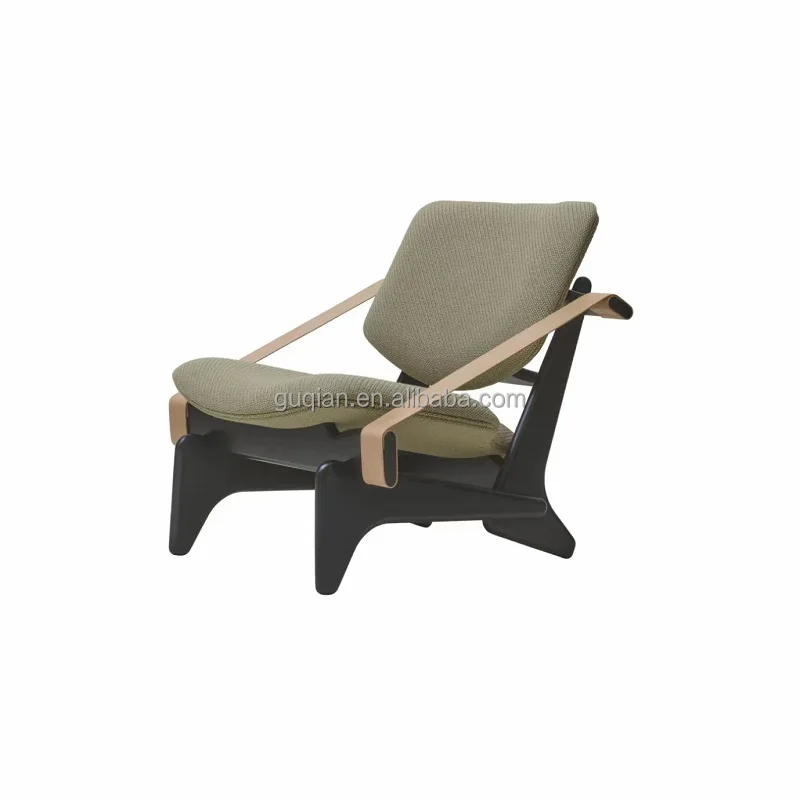 Italian light luxury designer special single armchair chair bedroom saddle leather leisure chair Solid wood single sofa chair