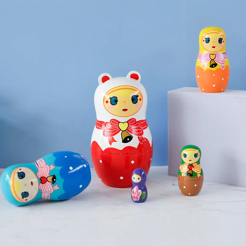 Best Selling Manual Wholesale Customization Matryoshka Wood Russian Doll Cartoon Toy for Gift