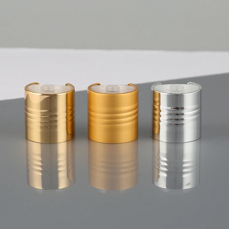 PP&Aluminum 24mm luxury silver disc top cap aluminum disc top cap with thread anti slip