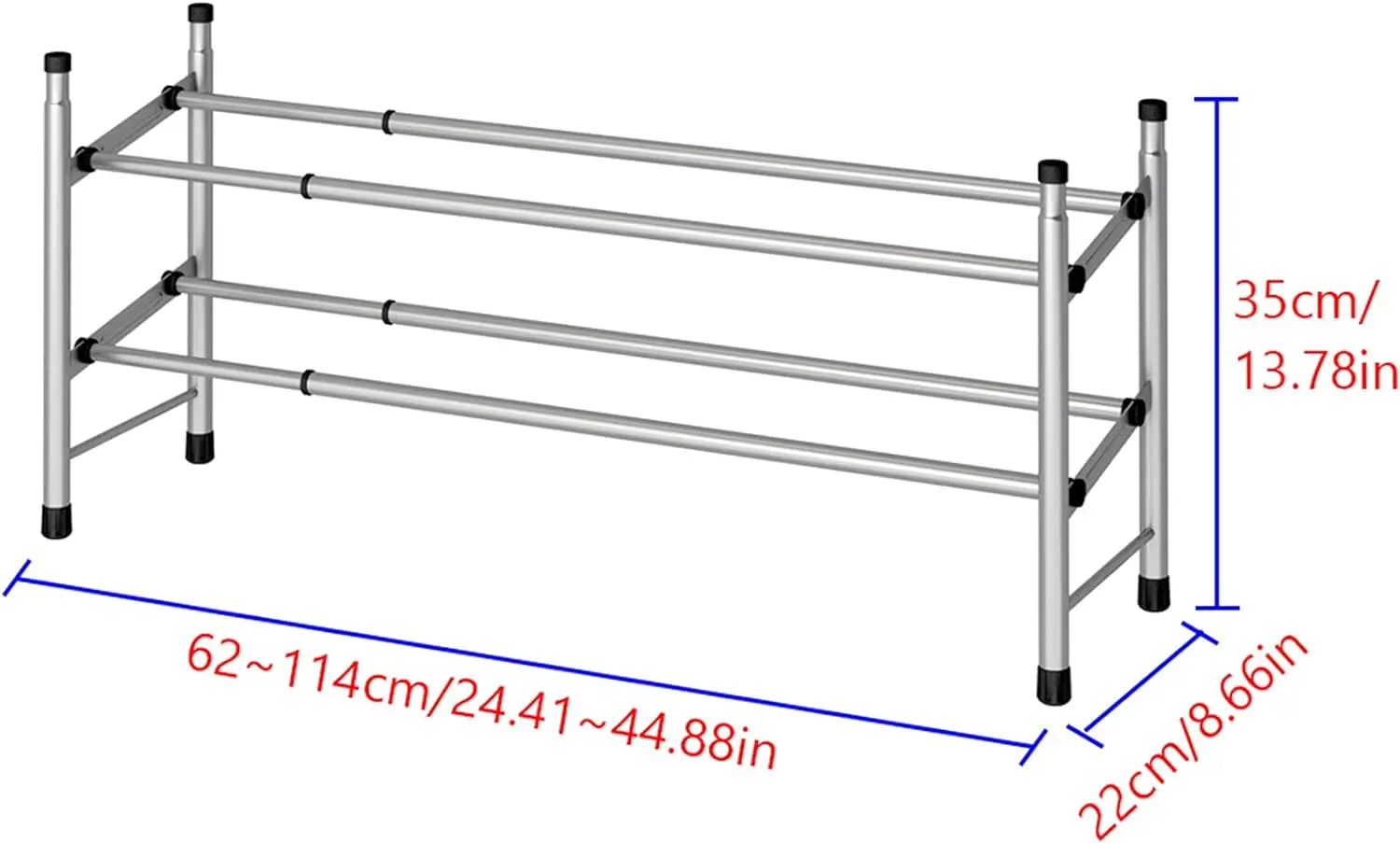 2-Tier Expandable Shoe Rack Adjustable Shoe Shelf Storage OrganizerExpandable and Stackable Shoes Organizer for Small Spaces