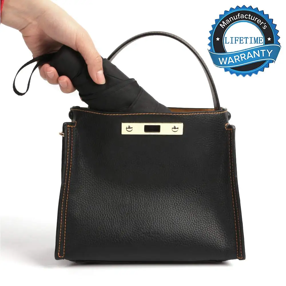 paraguas para la lluvia Cheap Custom 5 Fold umbrella Mini Uv Lightweight Pocket Small Black Umbrella With logo