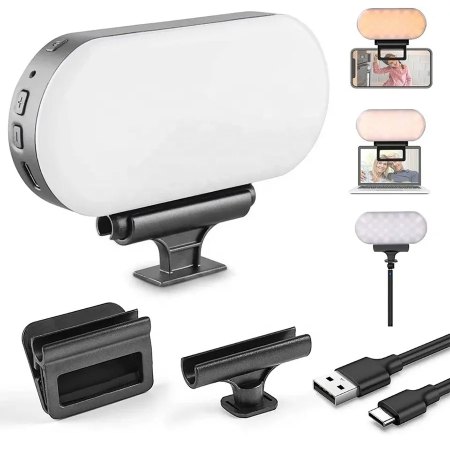 Светодиодное освещение для видеоконференций 3000 К 6000 К 5 Вт с батарейным питанием, с регулируемой яркостью, подсветкой для камеры с зумом для удаленной работы и видео