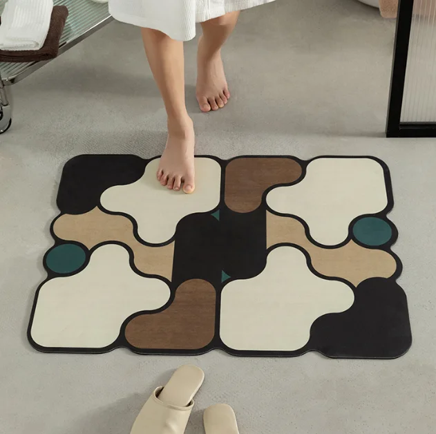 Quick Dry Soft water absorbent diatomite bathroom door mat for bathroom