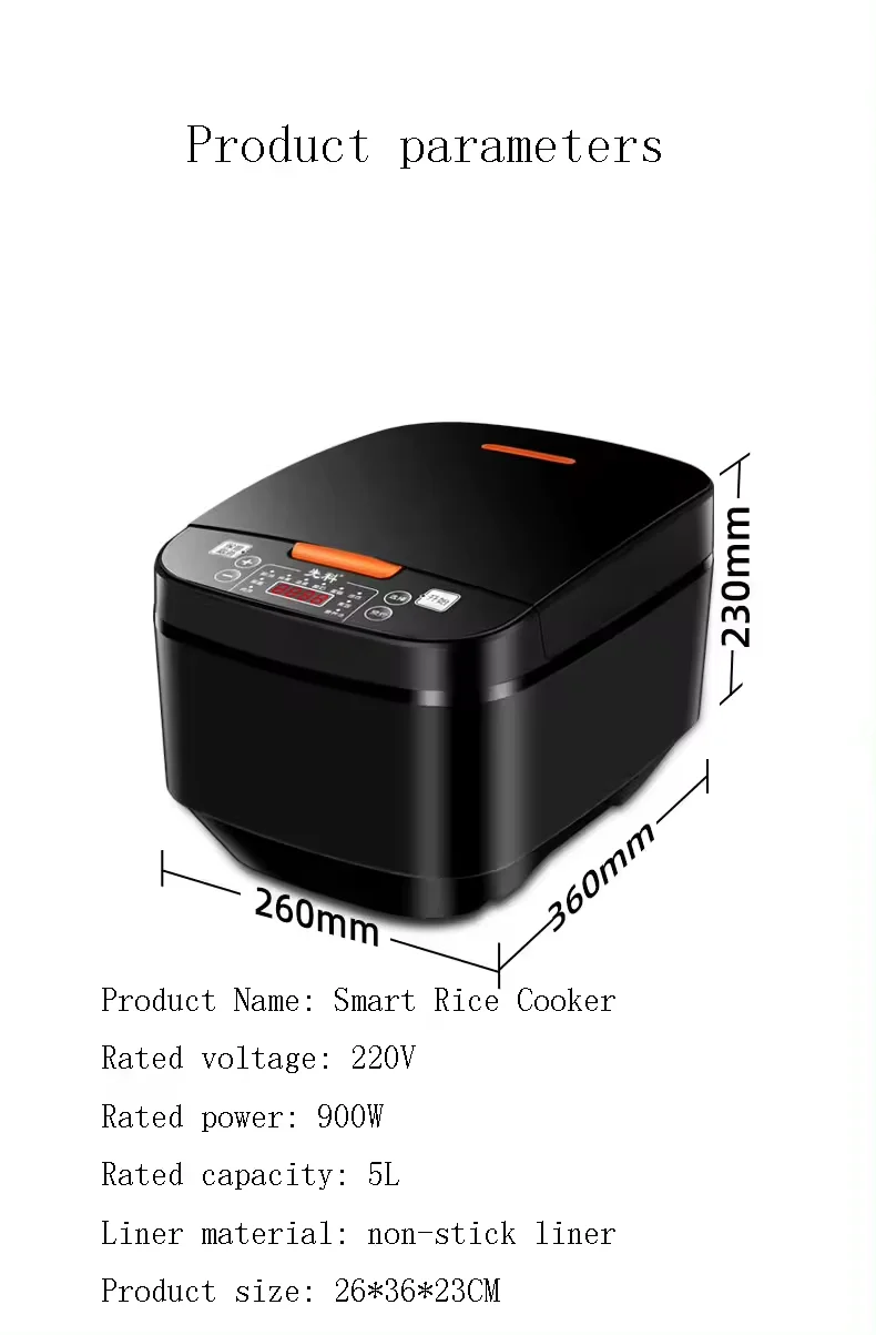 5 liter rice cooker black non-stick pan with automatic power off ricco rice cooker pot electric rice cooker cheap