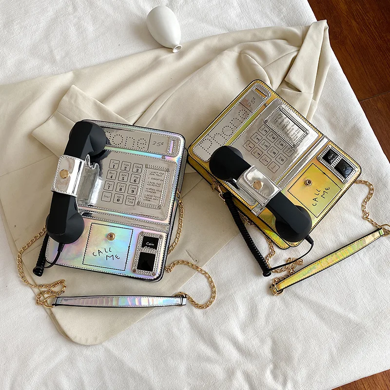 
2021 New Fashion Creative Laser Simulation Public Phone Purses Crossbody Bags For Women Purses And Handbag - Buy Purse And Handb 