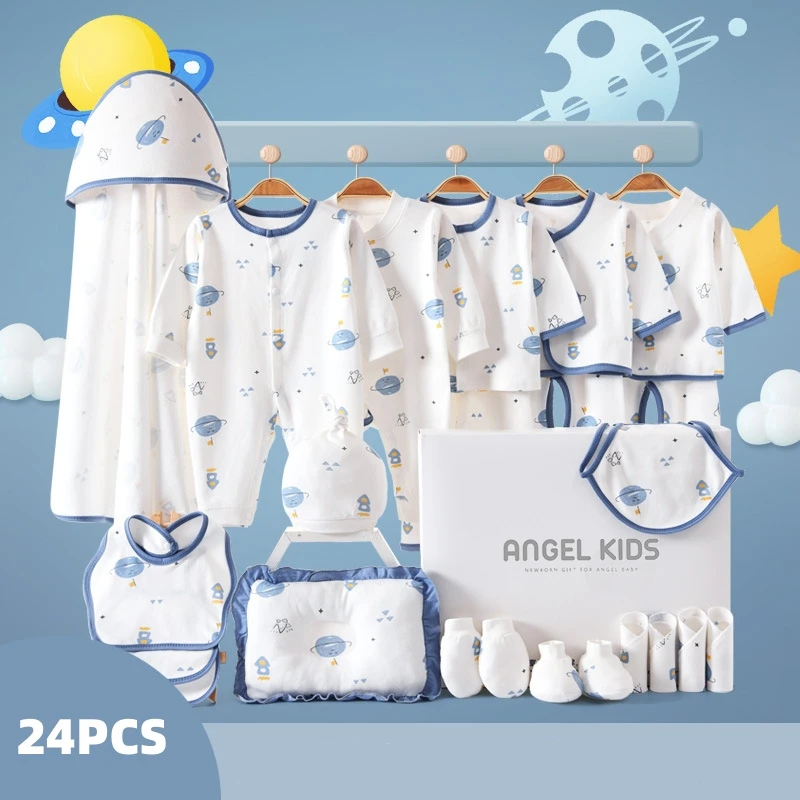 18 To 24 Pcs Newborn 100 Cotton Jumpsuit Romper Gift Box Kit First Laying Set Baby Clothes Baby Boy Clothes 0-3 Months