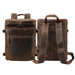 TIDING OEM Custom Vintage Cowhide Crazy Horse Leather Back Pack Bags Men Genuine Leather Backpack Manufacturer