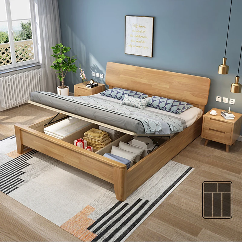 Kainice customized double-deck bed large space storage bed solid wood bed at home