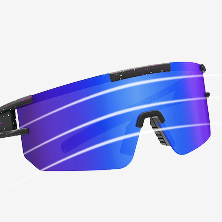 New Big Frame Flat Top Colorful Sun Glasses Women Windproof Men Sport Sunglasses