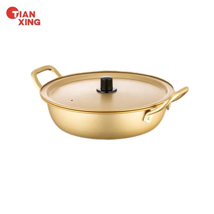 Wholesale Multi-functional Korean Style Noodle Pot Serving Bowl Stock Pot Aluminum Induction Cooking Pot With Lid