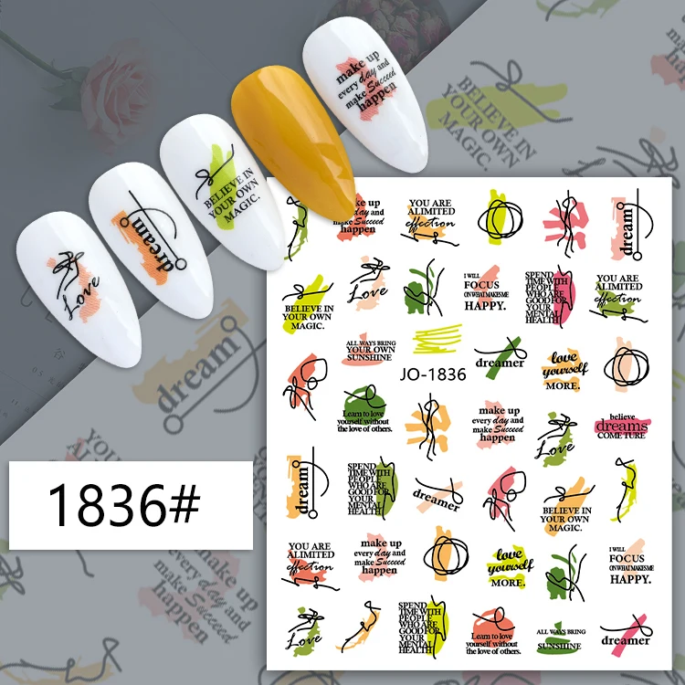 Natural beautiful leaf Wholesale Nail Sticker Decoration Self-adhesive 3D Summer Nail Stickers