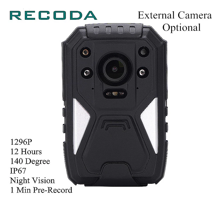 1296P 11 Hrs Recording IP67 body worn camera Support External Camera  wearable DVR