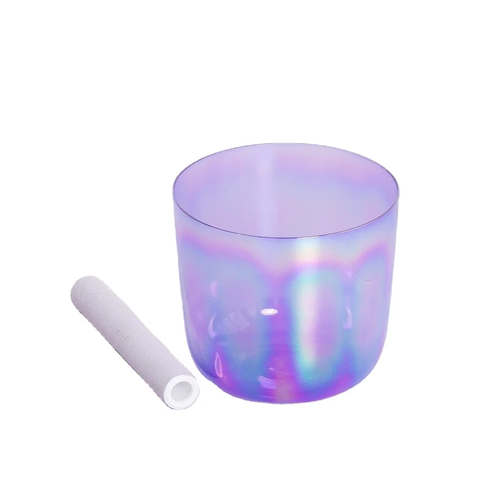 Purple Clear Orange  for Sound Therapy  Cosmic Light Clear Crystal Singing Bowl