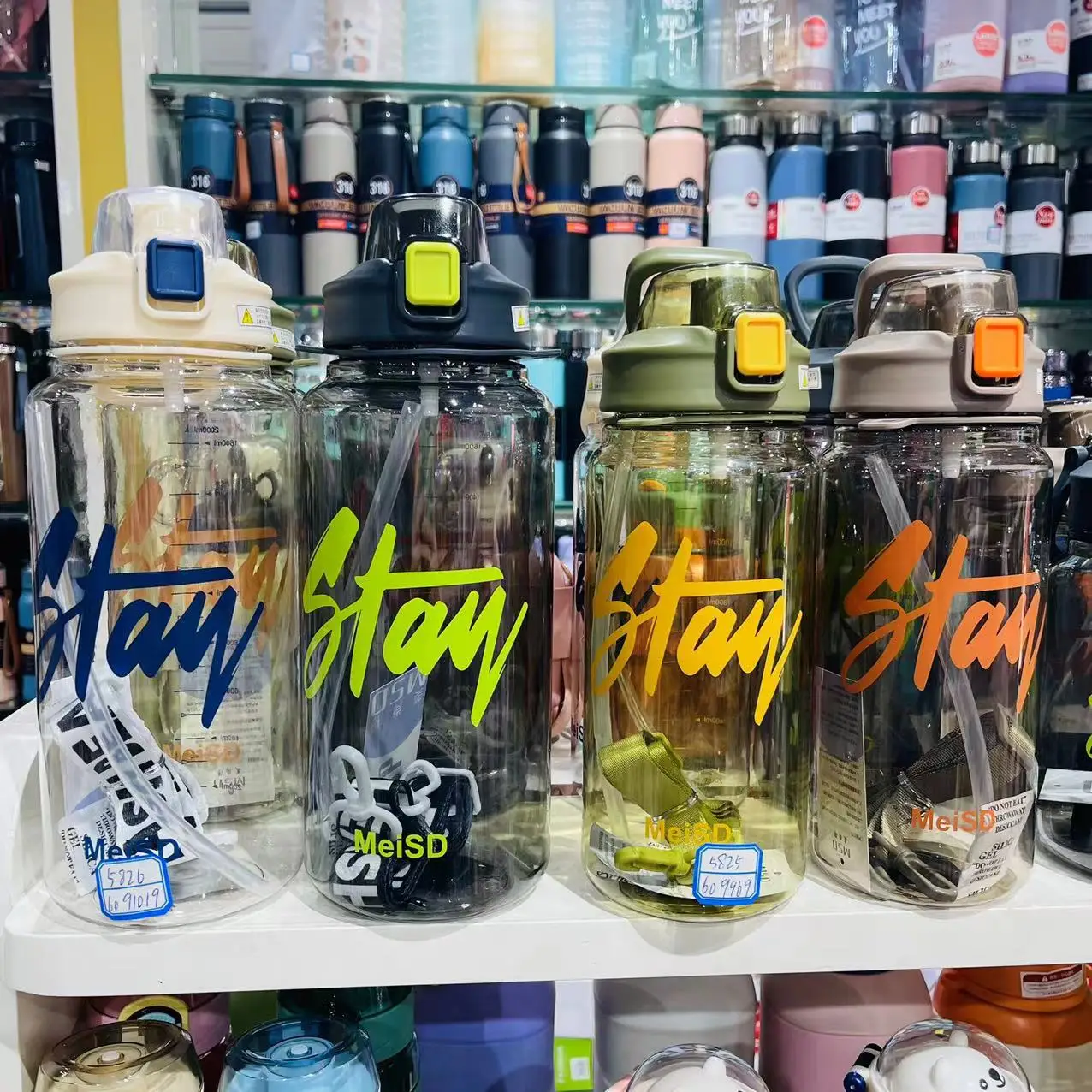 1.5L/2L Plastic Sublimation Transparent Sport Flip Top Cap For Sport Drinking Bottle Kids Water Bottle Steel With Time Marker