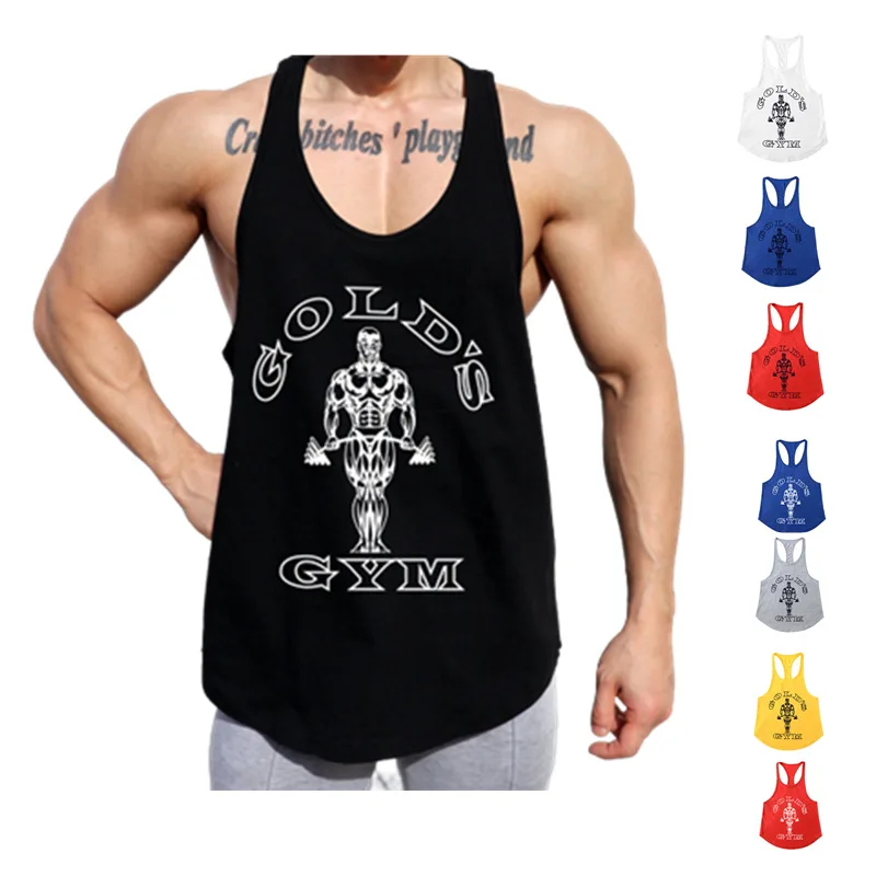 custom round bottom Athletic Fitness Vest graphic cotton Gym Men Bodybuilding exercise Muscle stringer racer back Tank Top