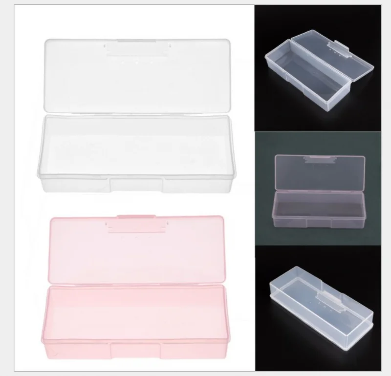 Manicure Container Tools Rectangle Nail Art Storage Box Tweezers Cuticle Pusher Brushes Plastic Empty Case