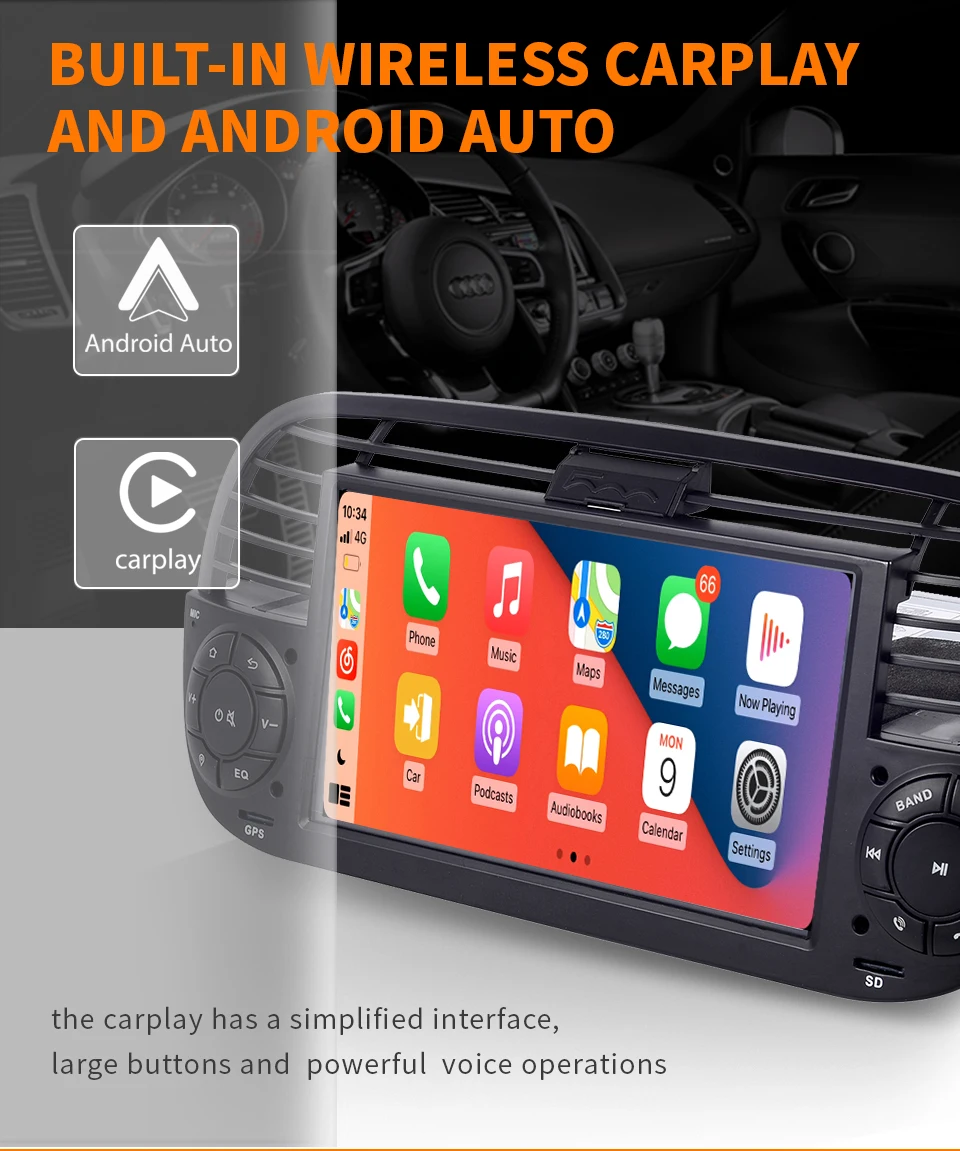 In Stock Android 11 Quad Core Car Dvd media Player FOR FIAT 500 Radio GPS DPS WIFI 3G Steering wheel Control