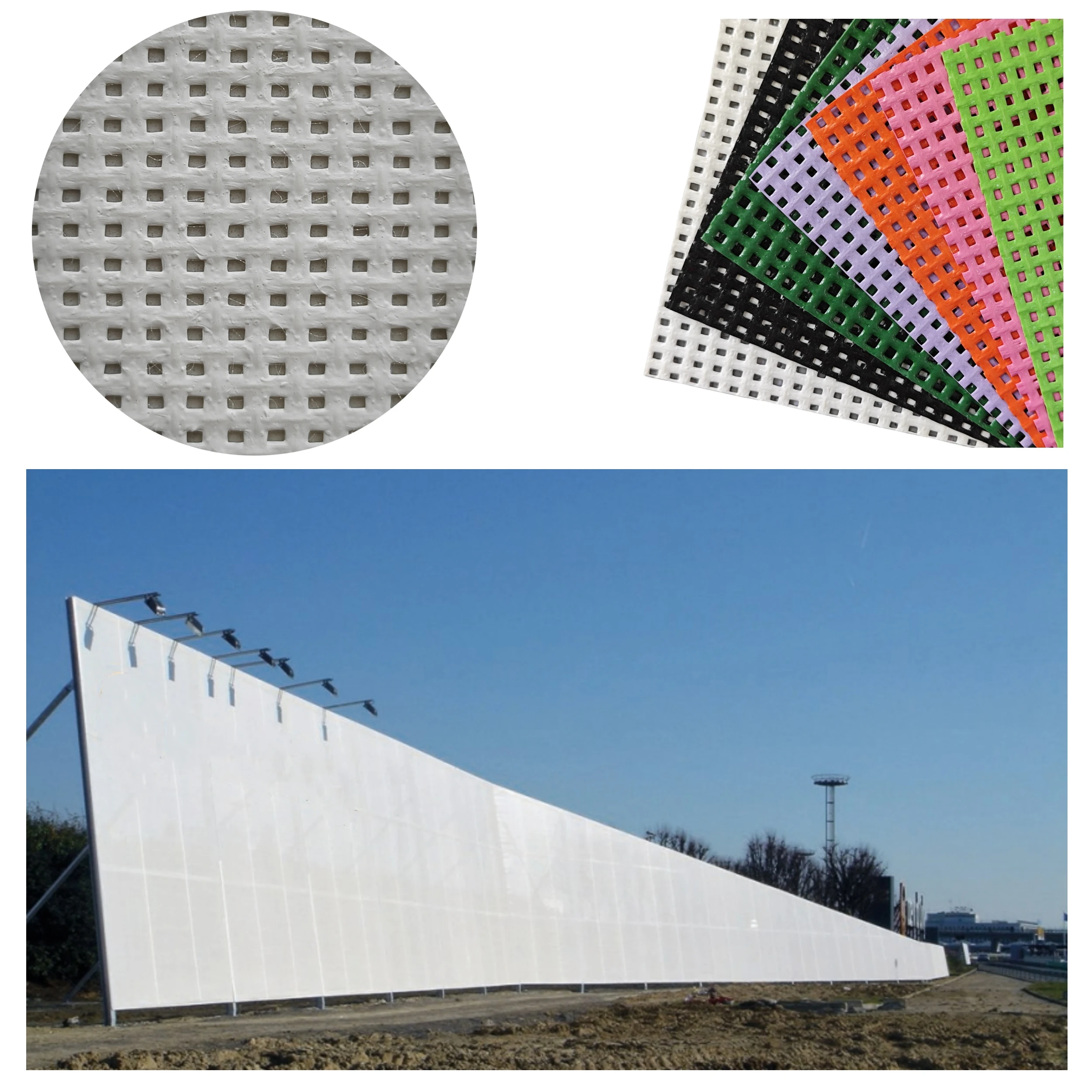 High Tearing And Antil-UV Color 3000D PVC Coated Polyester Mesh Fabric Vinyl Tarps Mesh for Windbreak And Catamaran Trampoline