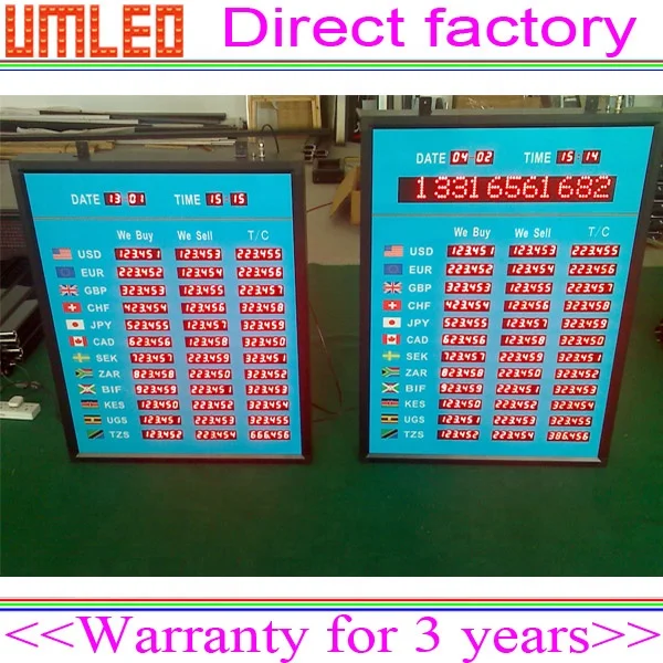 Custom Made Electronic Currency Exchange Rate Display Board